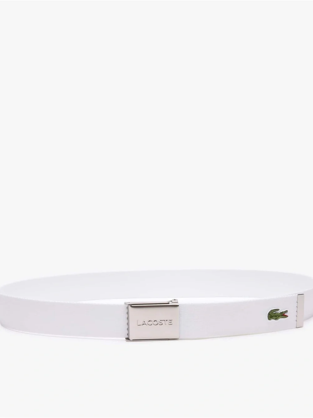 Lacoste white belt with green crocodile logo